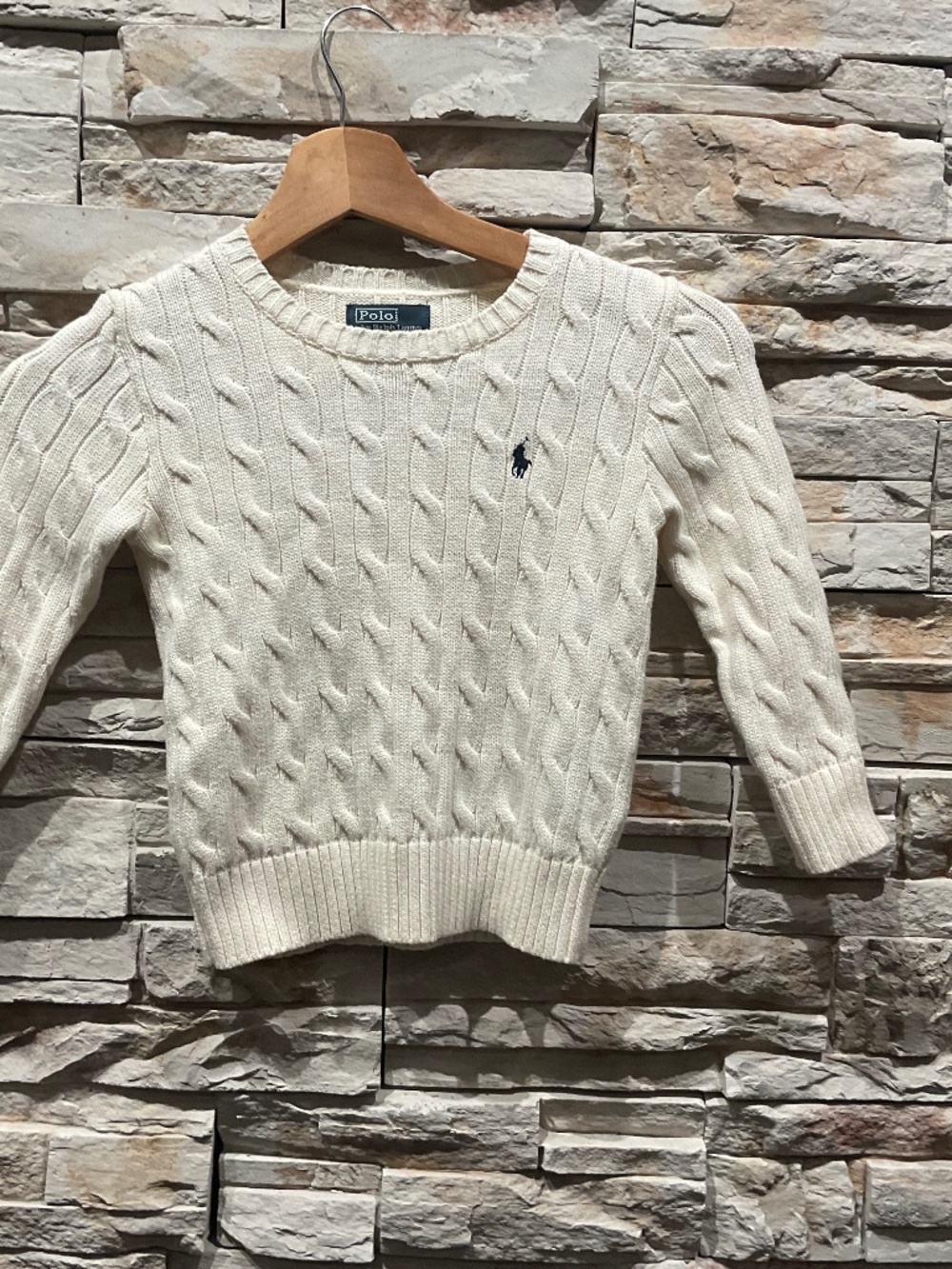 Polo by Ralph Lauren Girls Cable- Knit Cotton Sweater, Color Cream, Size 4T